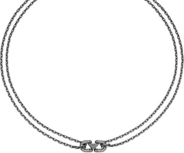 Emporio Armani Partnerhalskette, Edelstahl, Schwarz, Zirkonia, Herren - Bild 1