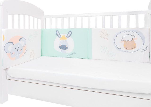 Kikkaboo Babybett Nestchen aus 100% Baumwolle in Grün, Bettumrandung für Babybetten 120 x 60 cm, B/H: 180 x 35 cm - Bild 1
