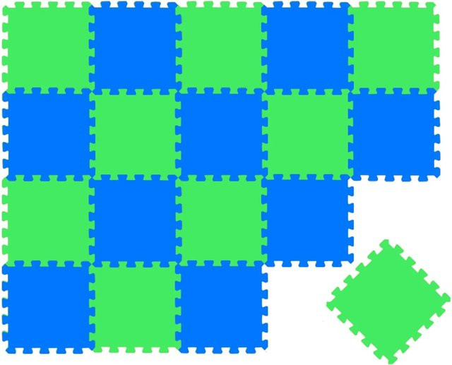 LittleTom Puzzlematte 18-teiliges Set Hellgrün & Dunkelblau - Bild 1
