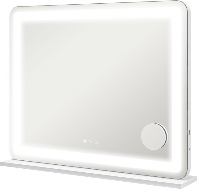 HOMCOM Schminkspiegel mit LED Beleuchtung und USB-Ladefunktion in Weiß, B: 80 cm, H: 60 cm - Bild 1