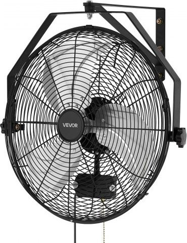 VEVOR Wandventilator Schwarz, Metall, IP44-Schutz, 3 Geschwindigkeiten mit Oszillation, B/T/H: 56,5 x 40,5 x 80,0 cm - Bild 1