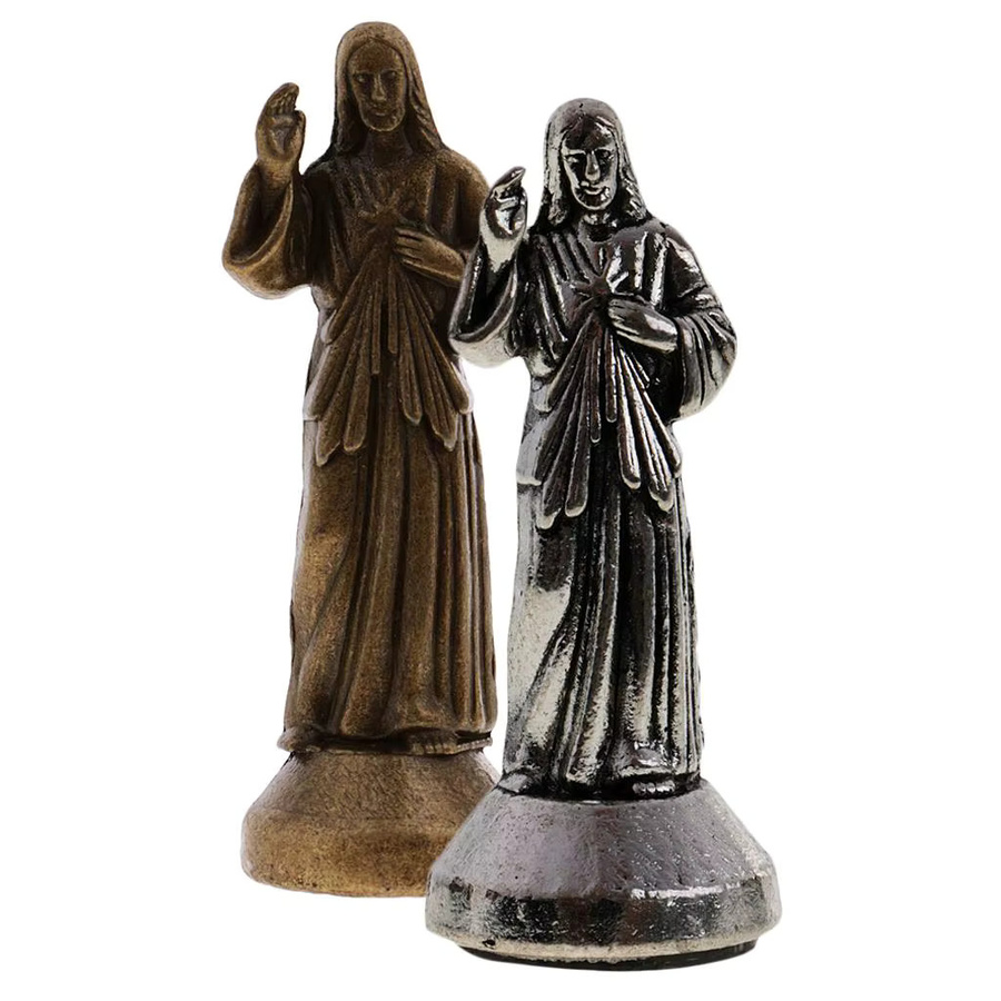 Religiöse Jesus Statue der Göttlichen Barmherzigkeit von Kesoto in Gold aus Legierung - Bild 2