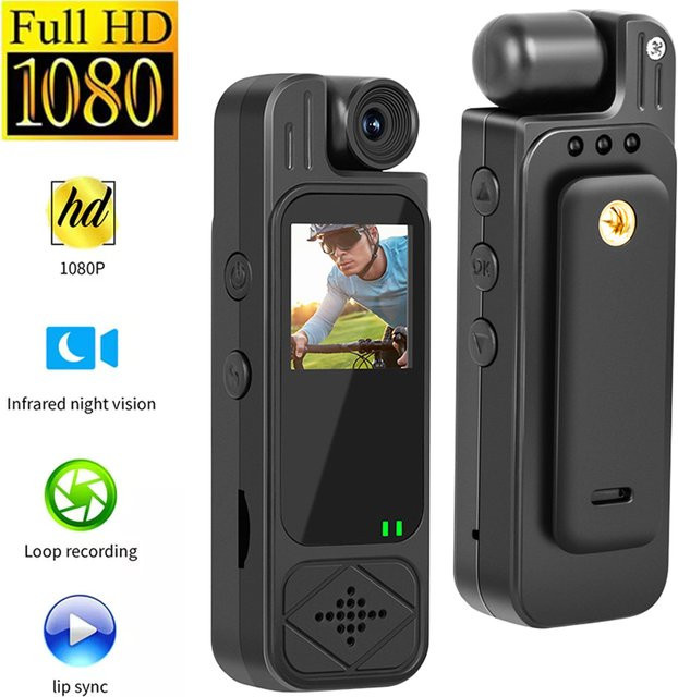 Occkic Mini Action Kamera 1080P HD BodyCam mit 1,3 Zoll Display, IR Nachtsicht und Unterstützung für bis zu 128GB Speicher, Schwarz - Bild 1