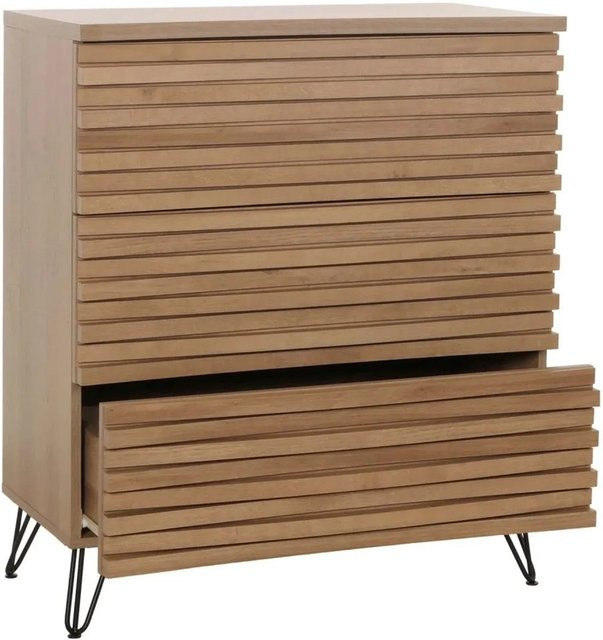 MCW Kommode M49 mit 3 Schubladen in Natur, 3D-Design aus MDF und Metall, B/T/H: 94 x 45 x 80 cm - Bild 2