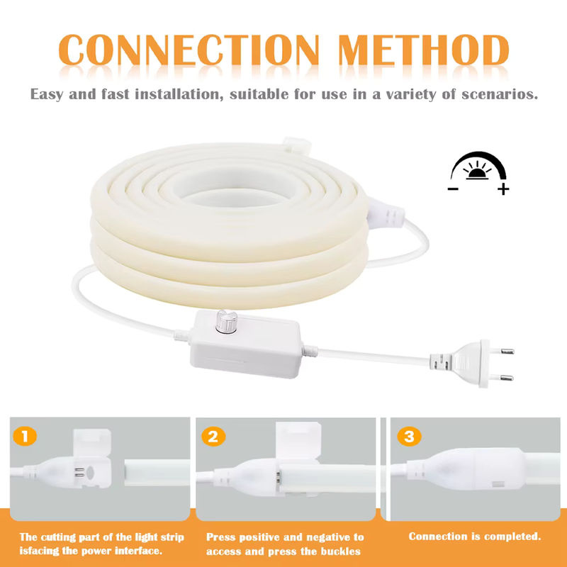 HAGAHA COB LED Neonstreifen Weiß, Dimmbares 220V LED-Licht mit Dimmer und EU-Stromversorgungskit, Wasserdicht für Garten und Heim, 240 cm - Bild 5
