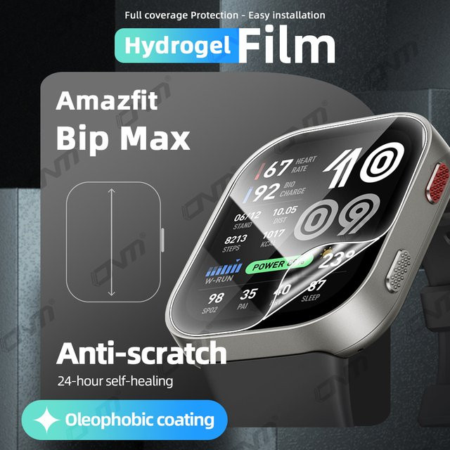 ONM Hydrogel-Displayschutzfolie für Amazfit Bip Max, transparent, kratzfest und HD-Vollabdeckung - Bild 1