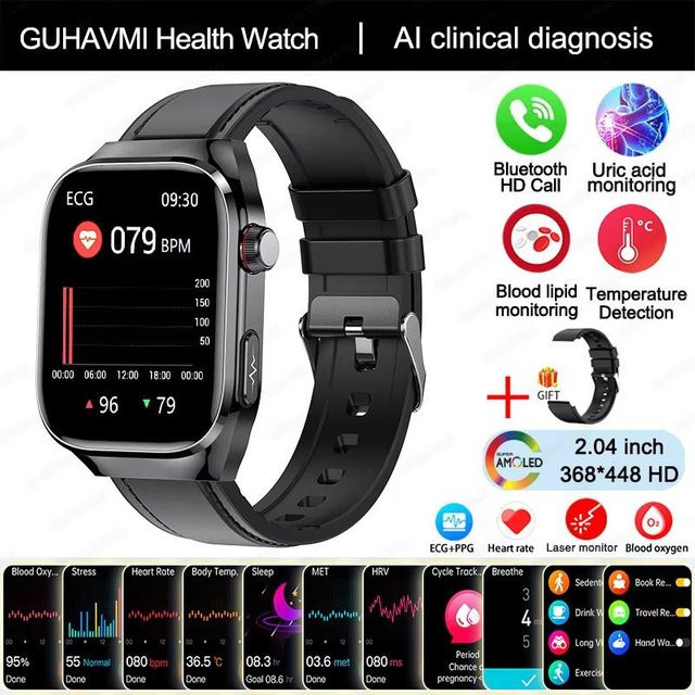 Xiaomi Smartwatch für Herren mit EKG, PPG, Blutdruckmessung und Bluetooth-Anruffunktion in Schwarz mit Lederarmband - Bild 1