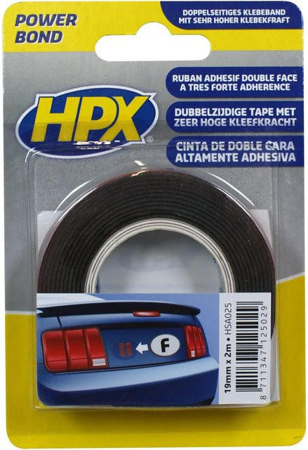 HPX Klebeband doppelseitig Acryl Schwarz Breite: 1,9 cm, Länge: 2 m - Bild 1