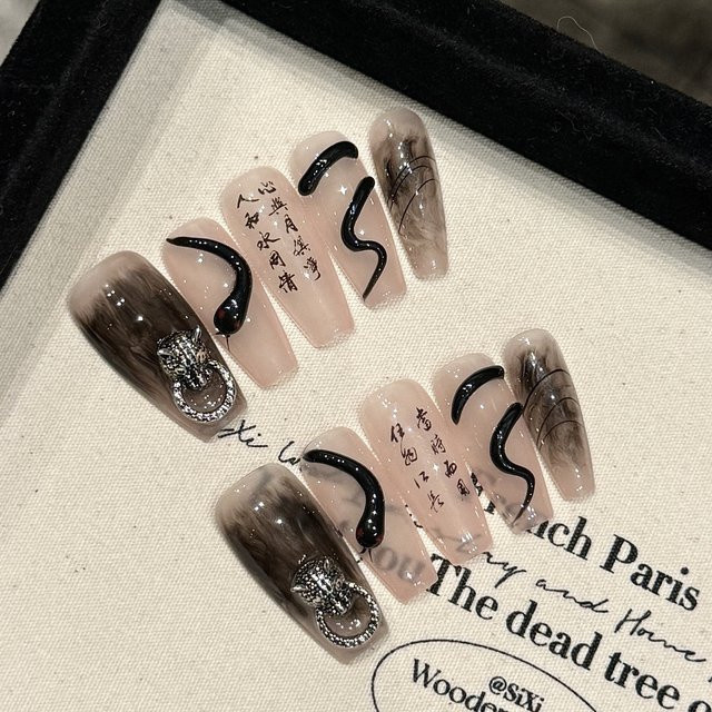 YADORNOS Press On Nails, 10 Stück, Schwarz, Glänzend, Unisex - Bild 1