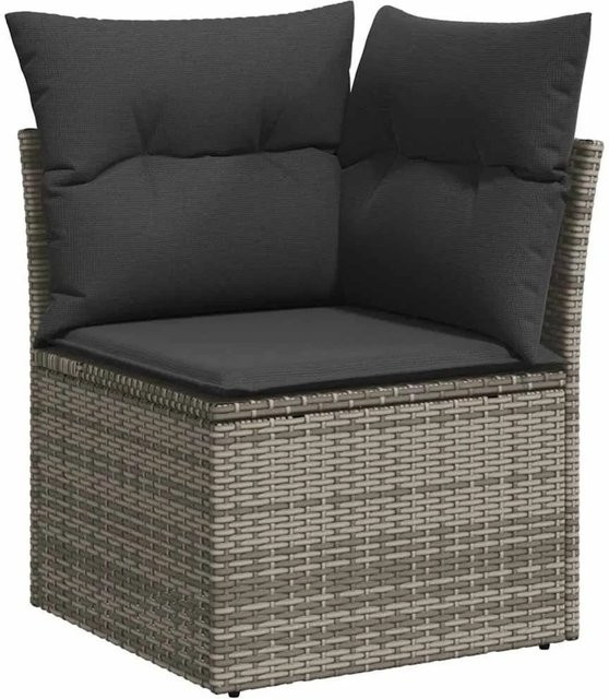 vidaXL Garten-Ecksofa aus Polyrattan in Grau mit Kissen und UV-beständigen Bezügen - Bild 1