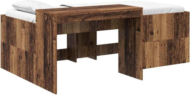 vidaXL Hochbett mit Schreibtisch für Kinder aus Holzwerkstoff in Braun, B/T/H: 90 x 200 x 133,5 cm - Bild 1