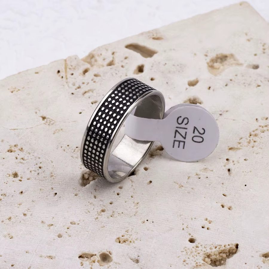 EKUSTYEE Ring Edelstahl, Vintage, Silber, Herren - Bild 2