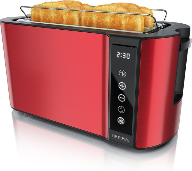 Arendo Toaster für 4 Scheiben mit digitalem Display und Wärmeisoliertem Doppelwandgehäuse, 1500 W, Rot - Bild 1
