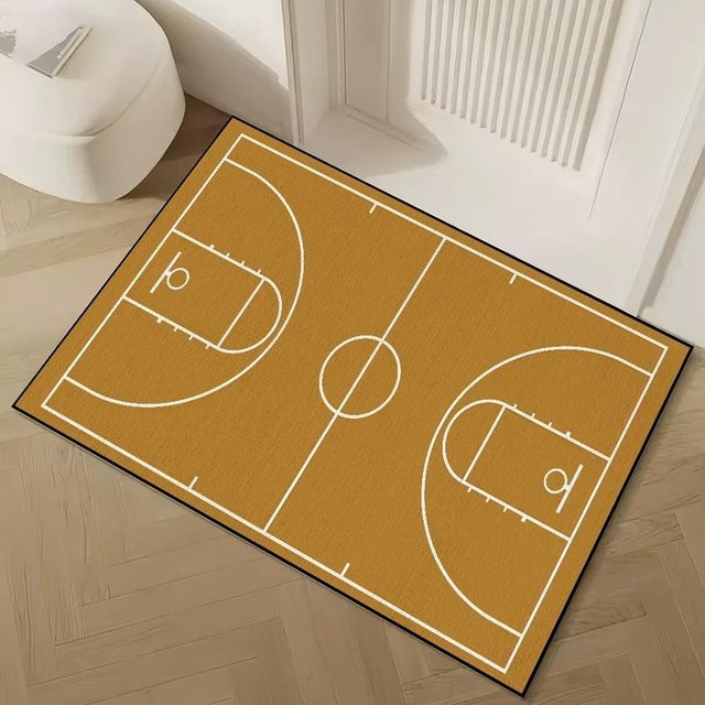 Lodestar Anti-Rutsch Fußmatte mit Basketballplatzmuster in Orange, B/T: 50 x 30 cm - Bild 1
