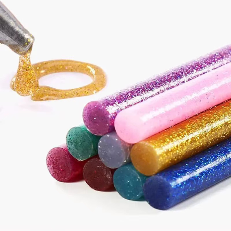 Aogue Heißklebestifte in gemischten Farben, glitzernd und stark klebend, 30 Stück, Durchmesser: 0,7 mm, Länge: 10 mm - Bild 3