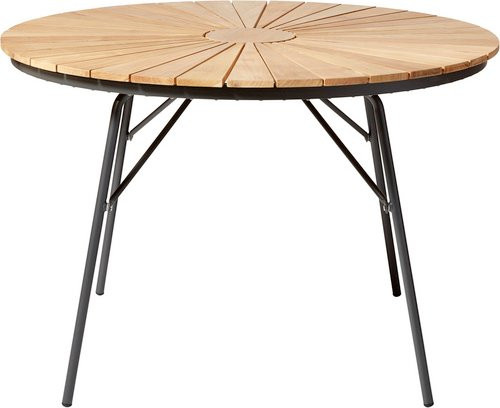 Cinas Gartentisch Ellen aus Teakholz in Grau, Durchmesser: 110 cm, Höhe: 73 cm - Bild 1