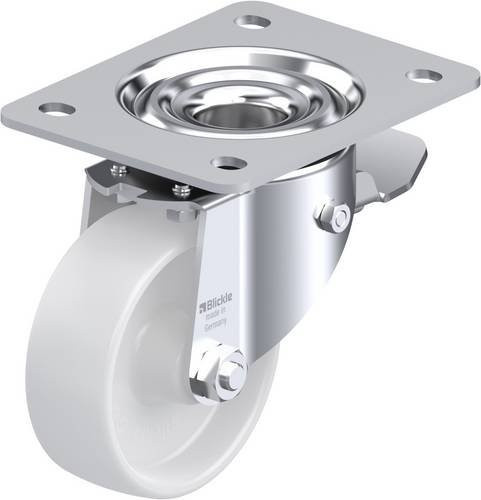 Blickle Lenkrolle LK-PO 100G-3-ST mit Feststeller, weiß, Rad-Durchmesser: 10 cm, Tragfähigkeit: 280 kg - Bild 1