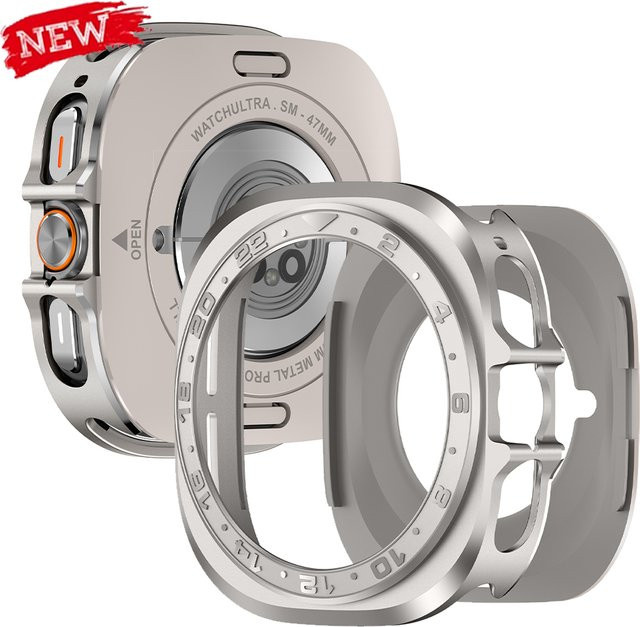Geekthink Uhrenzubehör Rahmenabdeckung für Samsung Galaxy Watch Ultra 47 mm, Silber - Bild 1