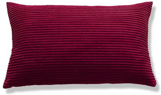 Dekorativer Kissenbezug aus Flanell und Cord in Rot mit Streifenmuster, B/H: 50 x 30 cm - Bild 1