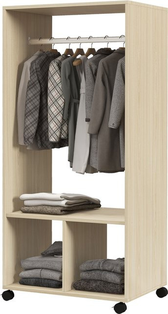 HOMCOM Kleiderschrank mit Kleiderstange und Regalfächern in Naturholz, B/T/H: 40 x 60 x 128 cm - Bild 1