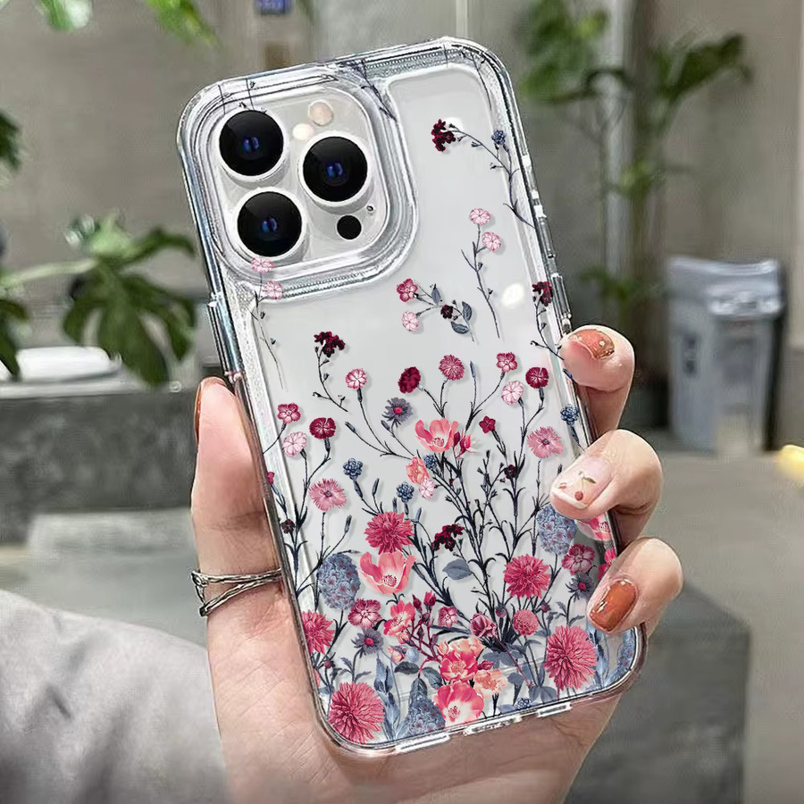 Transparente Silikon-Handyhülle mit Blumen-Design für Samsung Galaxy S25, S24 Ultra, S23 FE, S23 und S22 - Bild 4