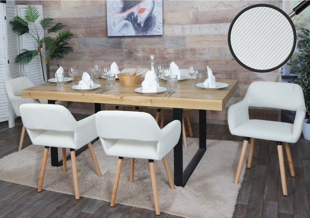 6er-Set MCW Esszimmerstuhl A50 II mit Cord-Bezug in Weiß und FSC-zertifiziertem Buchenholz - Bild 1