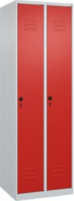 C+P Spind Classic PLUS Spind mit 2 Abteilen in Lichtgrau und Verkehrsrot, H x B x T: 185 x 60 x 50 cm - Bild 1