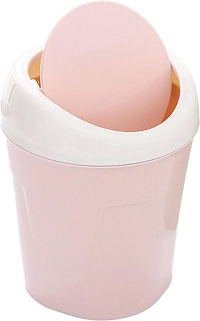 KaiSai Mini Tischmülleimer aus Kunststoff mit Schwingdeckel in Pink - Bild 1