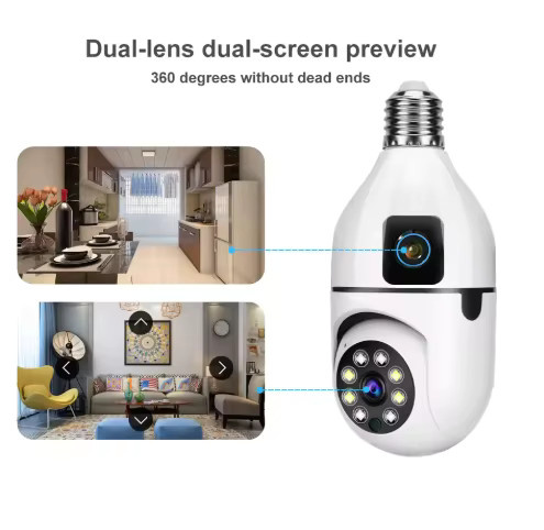 V380 PRO Mini WLAN Sicherheitskamera mit Dual-Objektiv, 2MP HD, Zwei-Wege-Audio und Bewegungserkennung, Weiß - Bild 4