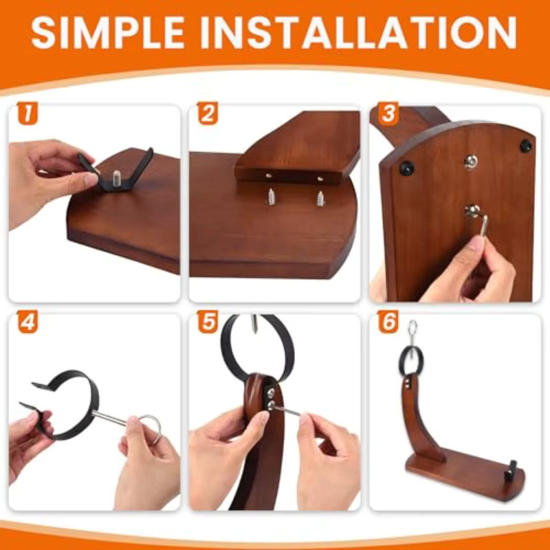 XMSJ Professioneller neigbarer Schinkenständer aus Holz in Braun mit rutschfesten Auflagen, B/T/H: 43,0 x 38,0 x 1,0 cm - Bild 5