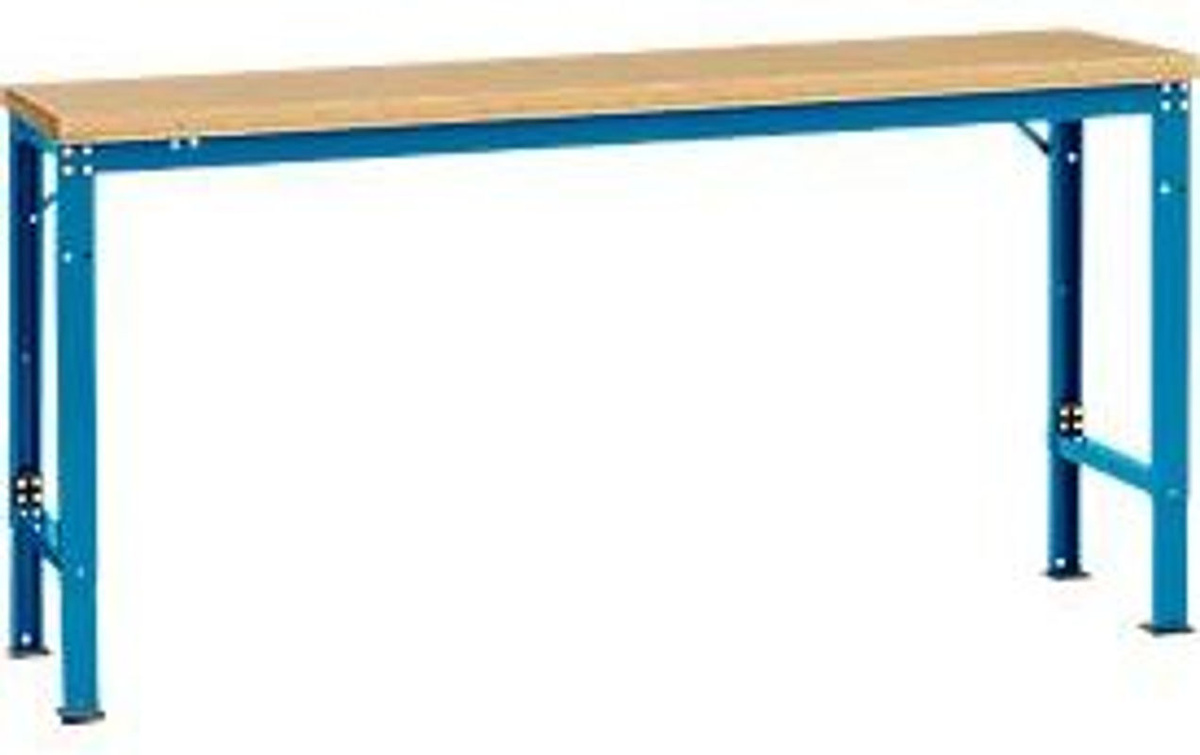 Manuflex Arbeits-Grundtisch UNIVERSAL Spezial mit Multiplexplatte, Farbe: Licht-Blau, B/T/H: 175 x 80 x 72,2-102,2 cm - Bild 2