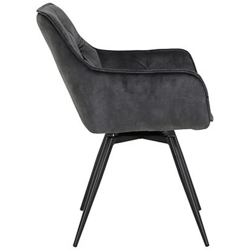 2er Set Stühle Hela Florentina in Anthrazit mit Samtvelour und Metallgestell im Vintage-Design, B/H/T: 49 x 84 x 63 cm - Bild 5