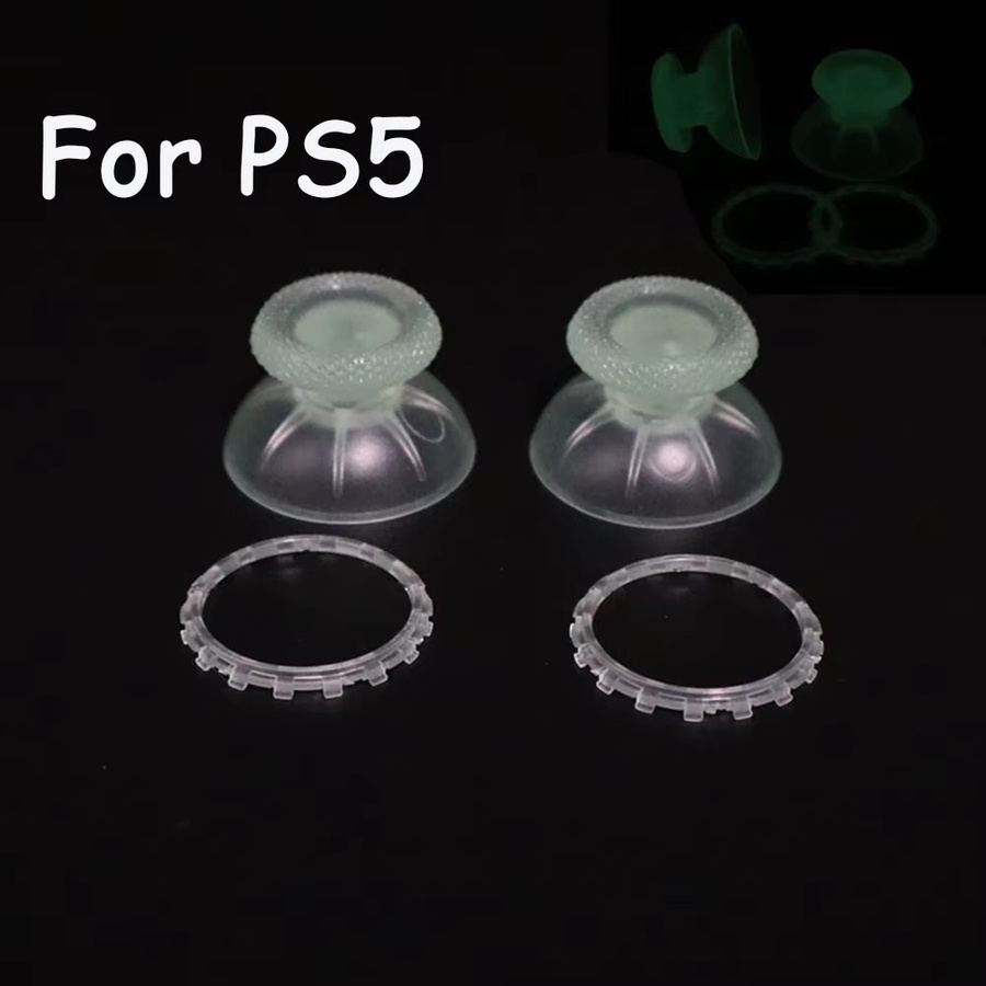 Buntes 3D-Joystick-Abdeckung Set mit Pilzkappen und Akzent-Thumbstick-Ringen für Sony PS5-Controller in Multicolor und Schwarz - Bild 2