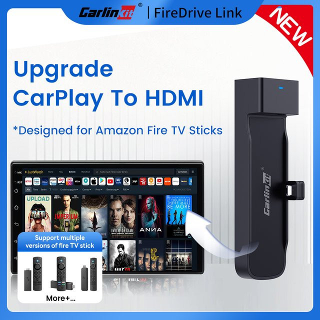 CarlinKit FireDrive Link CarPlay zu HDMI Streaming Box Auto TV Mate Konverter in Schwarz für Amazon Fire TV Stick HD 4K Max Lite - Bild 1