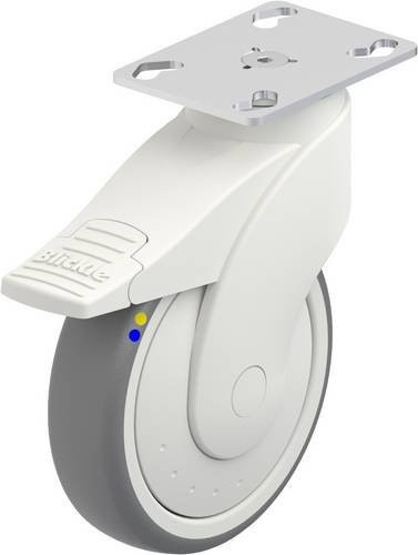 Blickle Lenkrolle mit Feststeller LWKXE-TPA 126XKF-FI-ELS-PX25, Rad-Durchmesser: 125 mm, Tragfähigkeit: 80 kg, Grau-Weiß - Bild 1