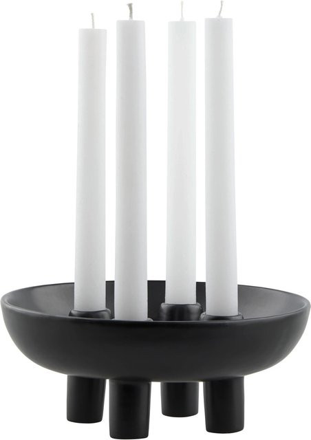 Modern Living Stabkerze Melia 1, 4 Stück, weiß, Keramik, rund - Bild 1