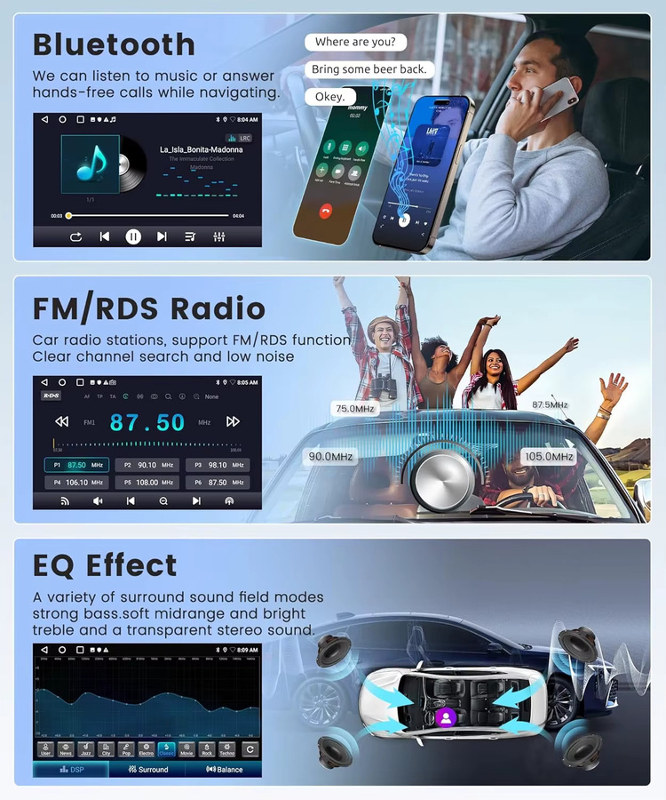 XFY Universelles Auto-Multimedia-Videoplayer Stereo-Radio mit GPS, 9/10 Zoll, 1280x720 Auflösung, Schwarz - Bild 3