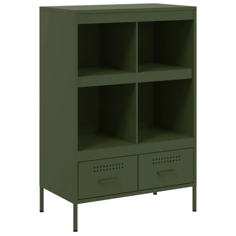 vidaXL Highboard im Industrie-Stil aus kaltgewalztem Stahl, Grün matt, B/T/H: 68 x 39 x 101,5 cm - Bild 2