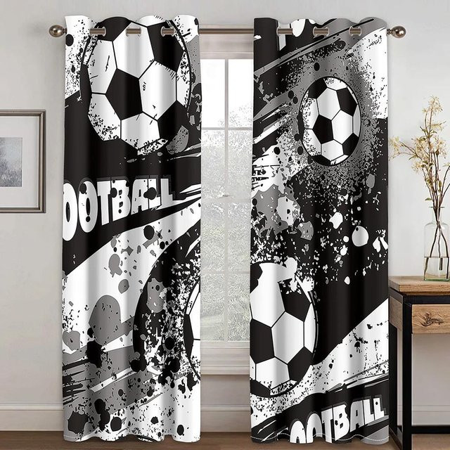 Yiran Furniture Verdunkelungsvorhang Sport Motiv für Kinder, B: 55 cm, H: 185 cm, Mehrfarbig - Bild 1