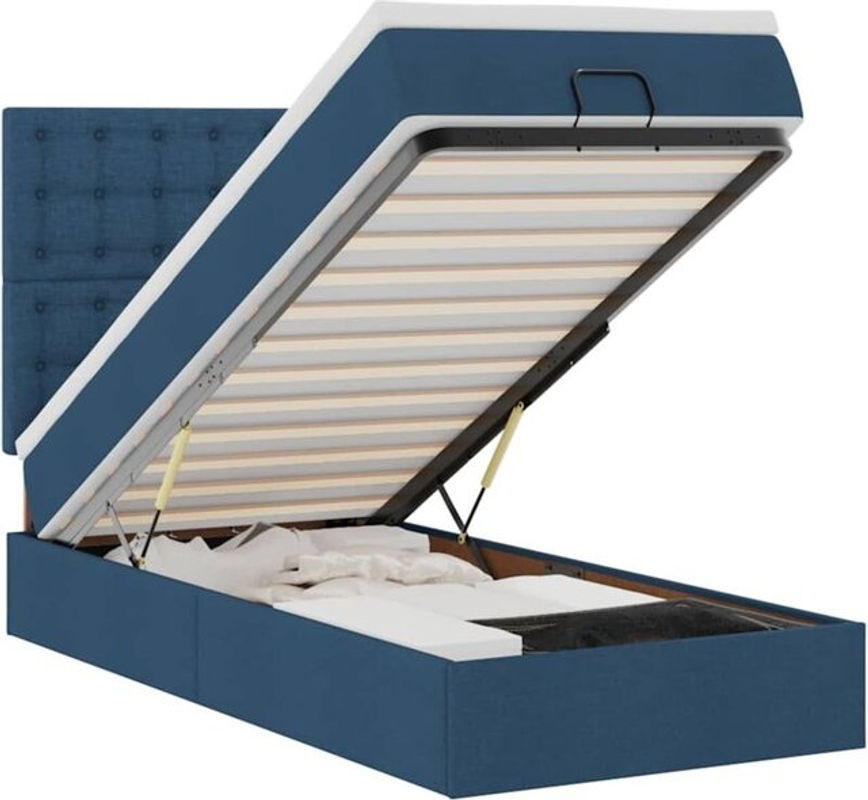 vidaxl Ottoman Polsterbett mit Matratze und LED-Beleuchtung in Blau, B/T/H: 80 x 200 x 118 cm - Bild 1