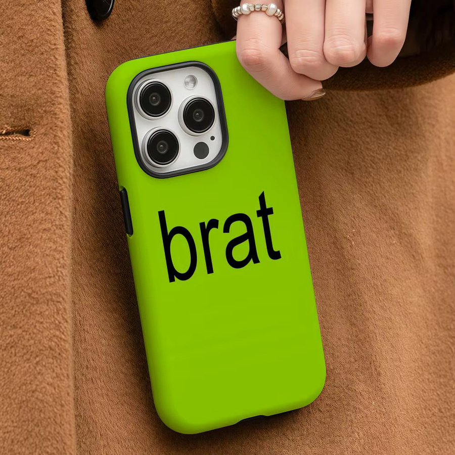 Glänzende C-Charli XCX Brat Handyhülle für iPhone 17 16 15 14 13 12 Pro Max Plus in Weiß und Grün mit HD-Doppelschicht-Flüssighartschale - Bild 3