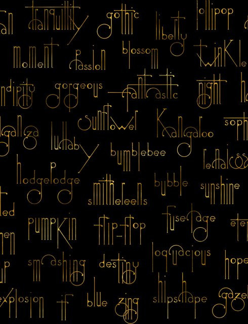 Coordonné Wandtattoo Beautiful Words Art Deco Typografie in Gold/Schwarz - Bild 1