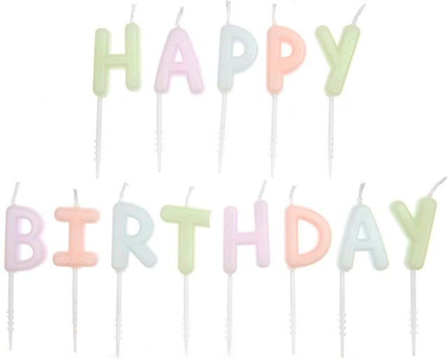 Rico Design Buchstabenkerzen Happy Birthday in Pastell aus Paraffinwachs - Bild 1