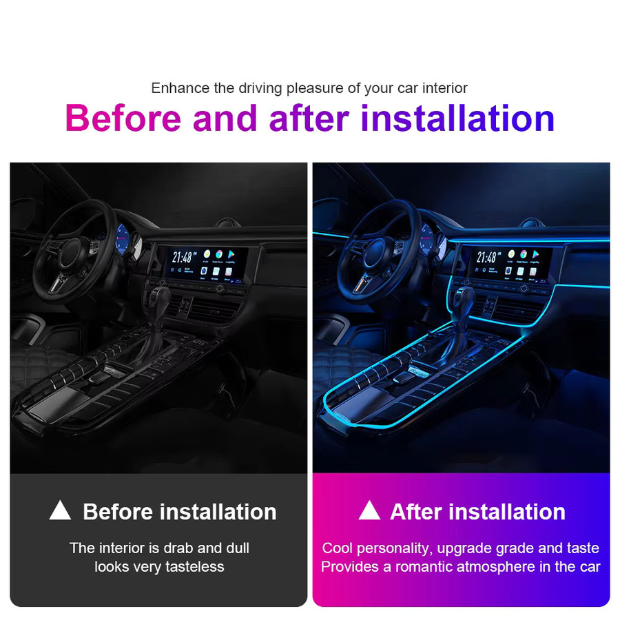 RGB LED Neon Flex Umgebungslicht für die Auto-Innenraumbeleuchtung mit USB-Anschluss - Bild 5