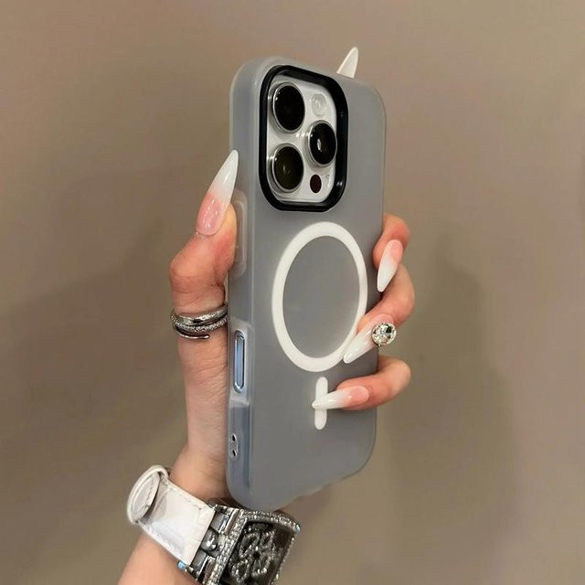2-in-1 Magnetische Bumper Hülle für Apple iPhone in Bonbonfarbe Grau mit Unterstützung für kabelloses Laden - Bild 1