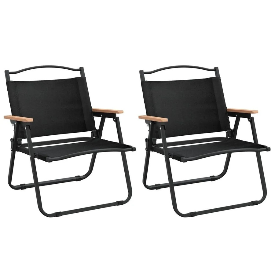 2er-Set vidaXL Campingstühle aus schwarzem Oxford-Gewebe mit pulverbeschichtetem Stahlgestell, B/T/H: 54 x 43 x 59 cm - Bild 2