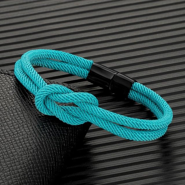 Armband, Edelstahl, schwarz, himmelblau, 23 cm, Unisex - Bild 1