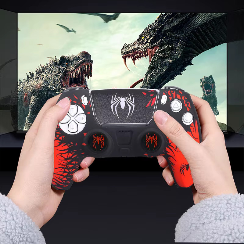 AEFUNDA Silikon Schutzhülle mit Spinne-Design für PS5 Controller inklusive Touchpad-Aufkleber und Thumb-Stick Grip Caps in Multicolour - Bild 3