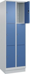 C+P Schließfachschrank Classic PLUS mit Sockel und 2 Abteilen, Farbe: Grau und Fernblau (RAL 5023), B/T/H: 195 x 60 x 50 cm - Bild 1