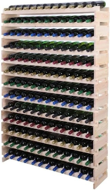 PROREGAL Weinregal VINOTECA FLEX aus massivem Kiefernholz, Natur Unbehandelt, braun, H x B x T: 177 x 123 x 28 cm, Platz für 156 Flaschen auf 13 Ebenen - Bild 1